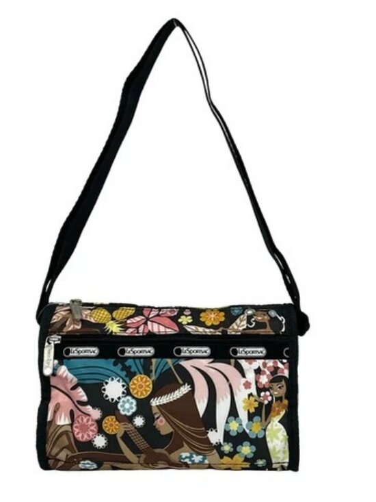 LESPORTSAC Handbags - LESPORTSAC Black Yellow Multi Respo Nylon Shoulder Bag